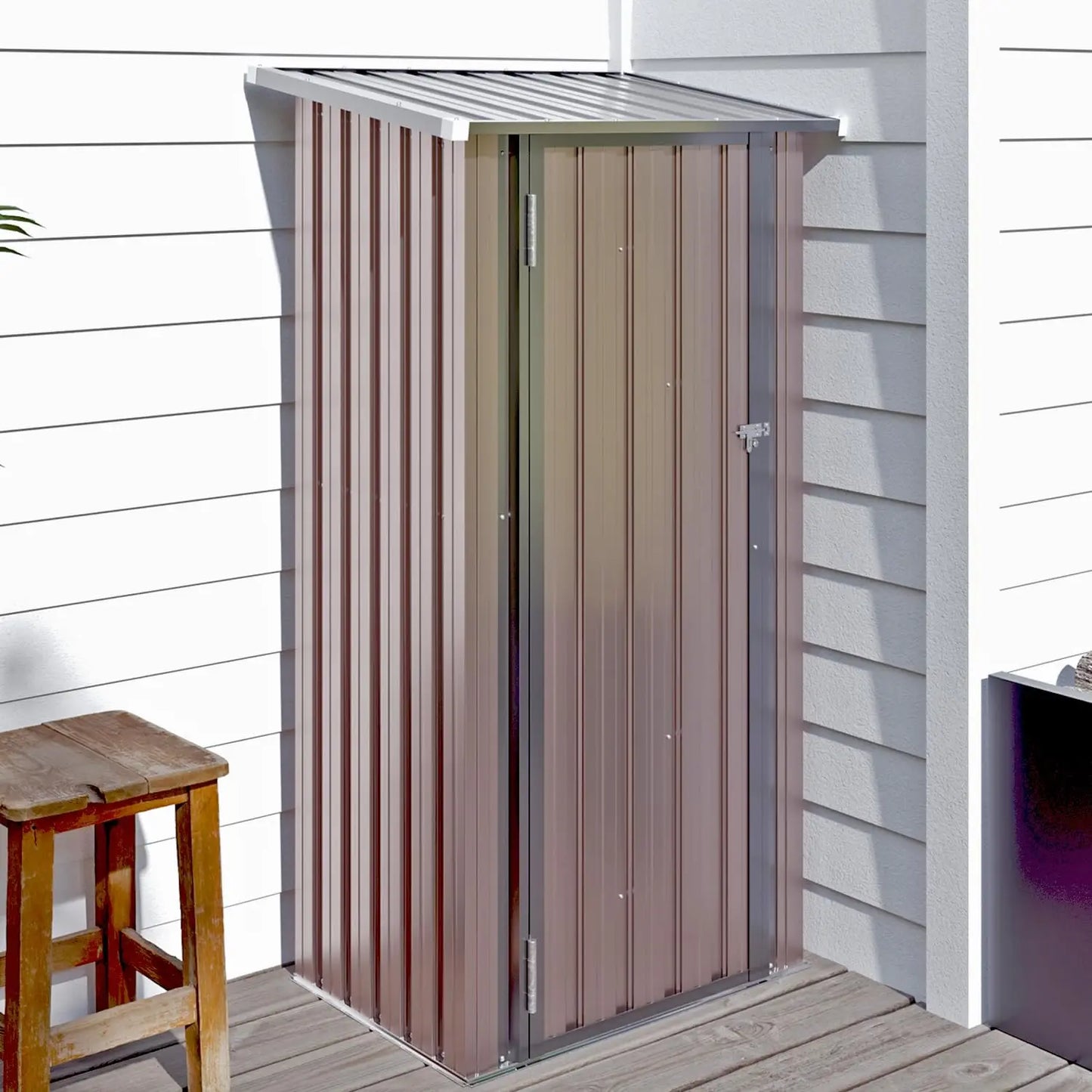 Outdoor Metal Storage Shed With Galvanized Base Weatherproof And Durable
