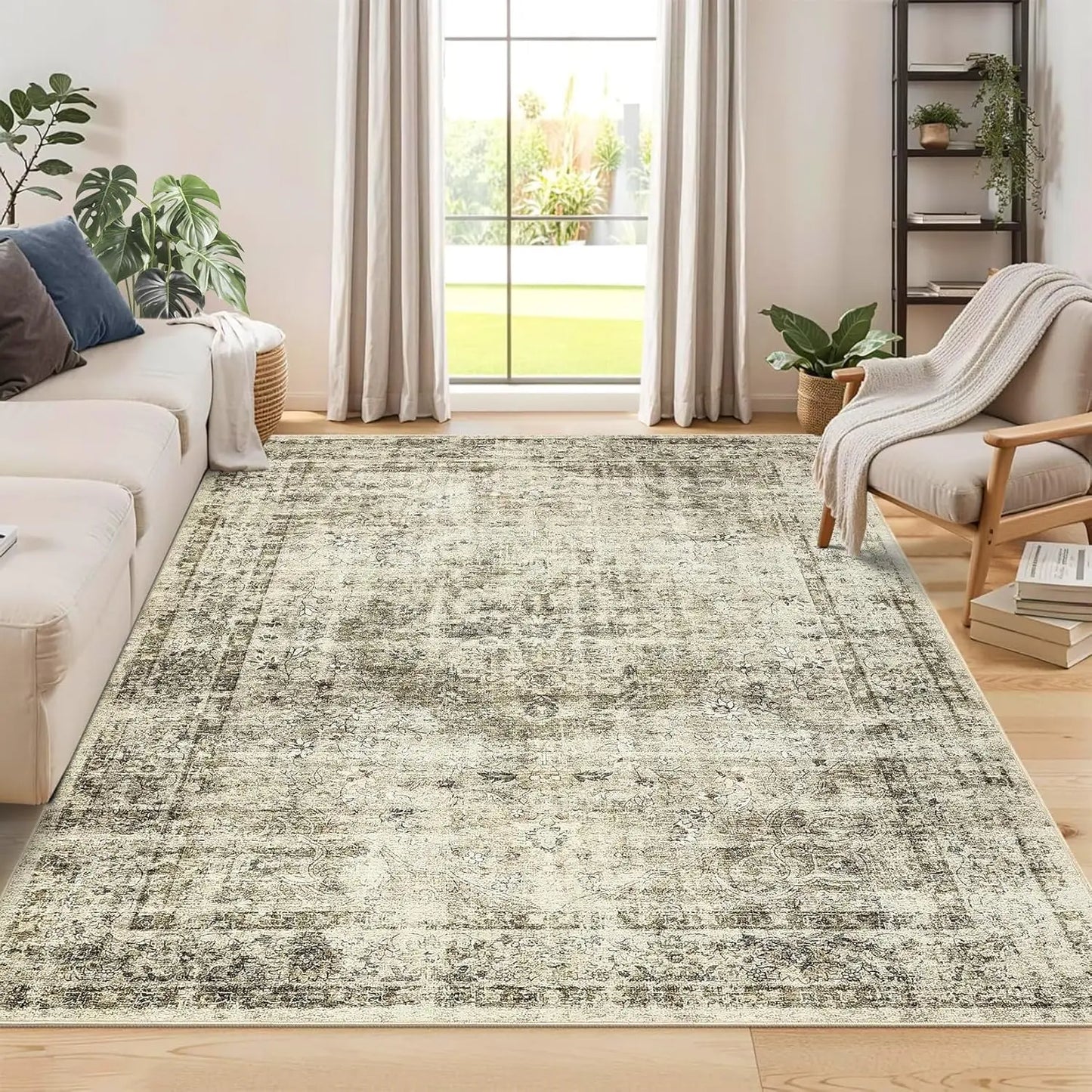 TWISTER.CK Washable Area Rug Stain-Resistant Non Slip Backing