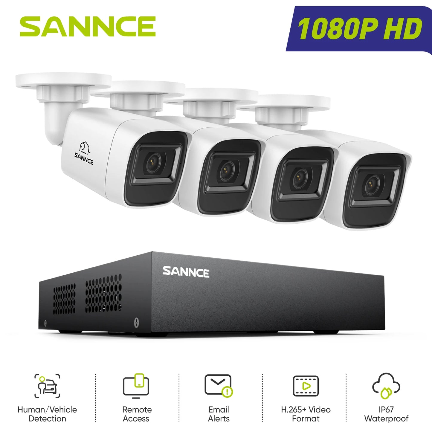 SANNCE 8Channel 1080P Security Camera System IP66 Night Vision