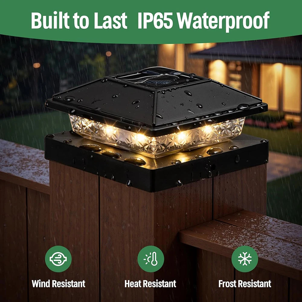 Solar Post Cap Lights 6 Pack Outdoor Waterproof LED