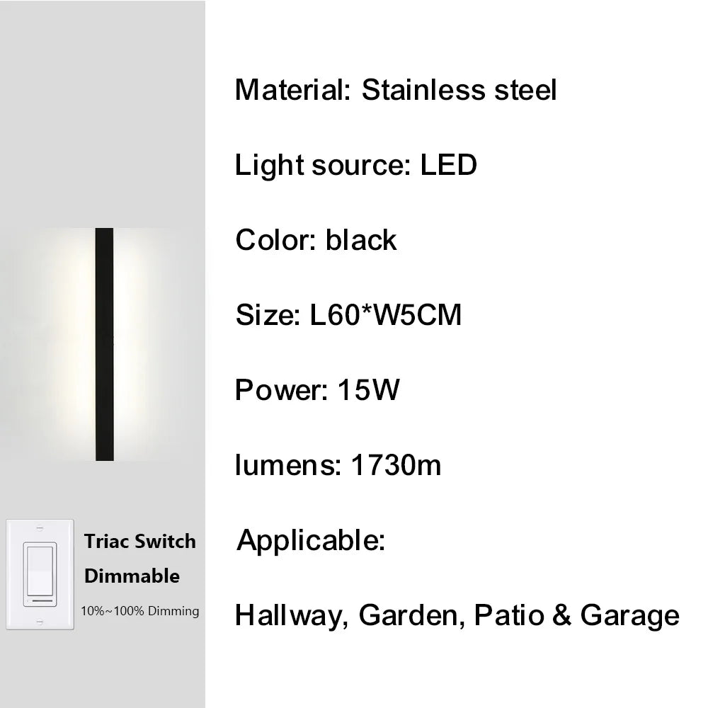 IISINUO Outdoor Porch Wall Light Smart Dimmable IP67 Stainless Steel