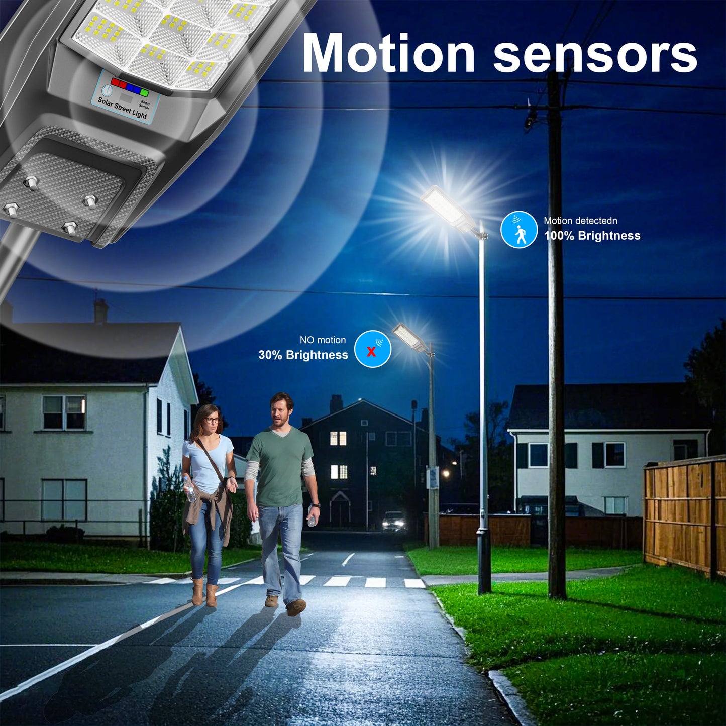 Outdoor Solar Lights With Motion Sensor And Timer IP65 Waterproof Two Pack
