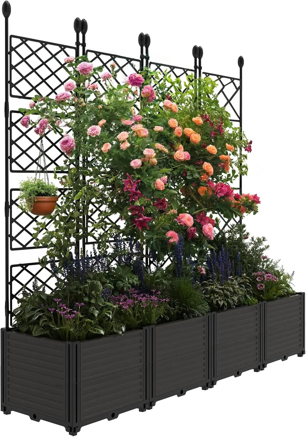 Twister.CK Plastic Planter Box With Trellis Rack For Garden