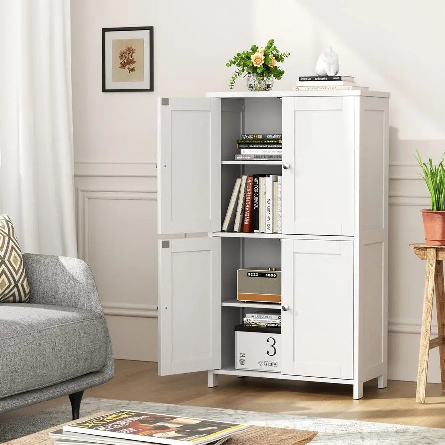 Bathroom Storage Cabinet With Magnetic Doors And Shelves