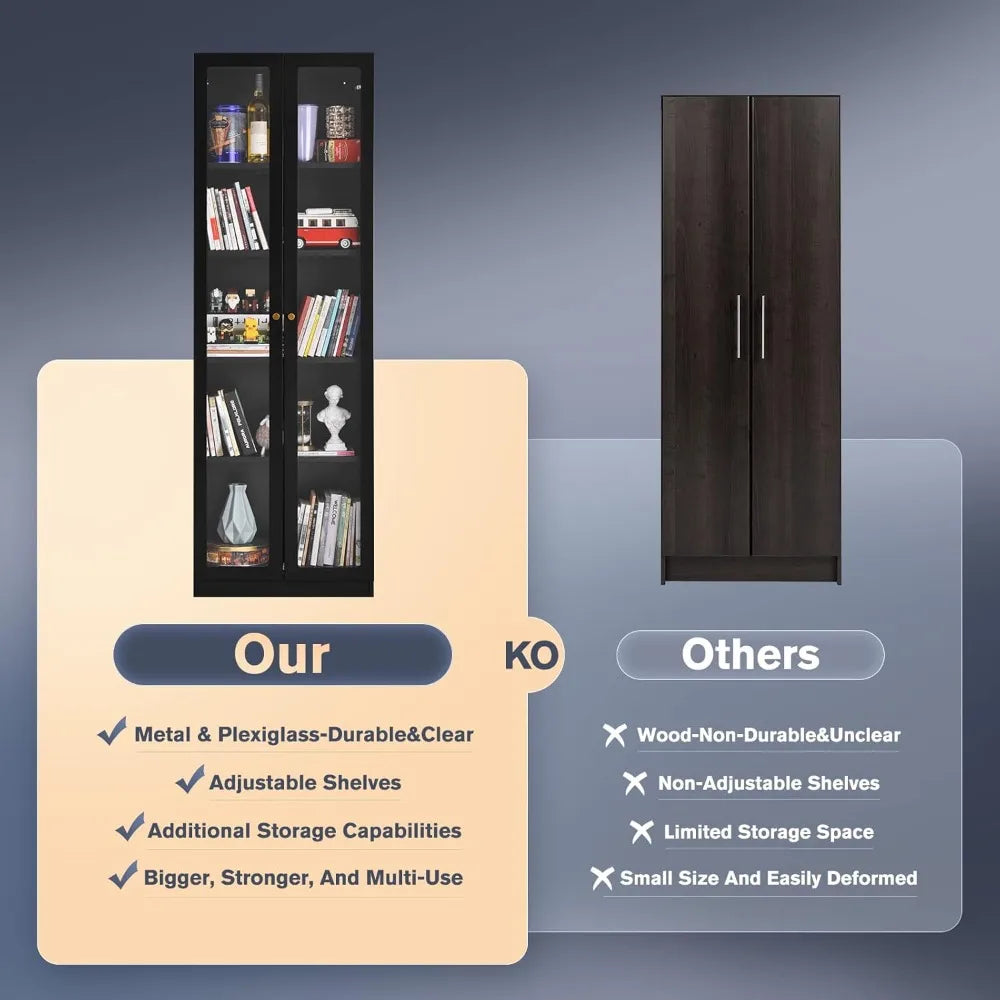 5-Tier Metal Curio Cabinet With Adjustable Shelves