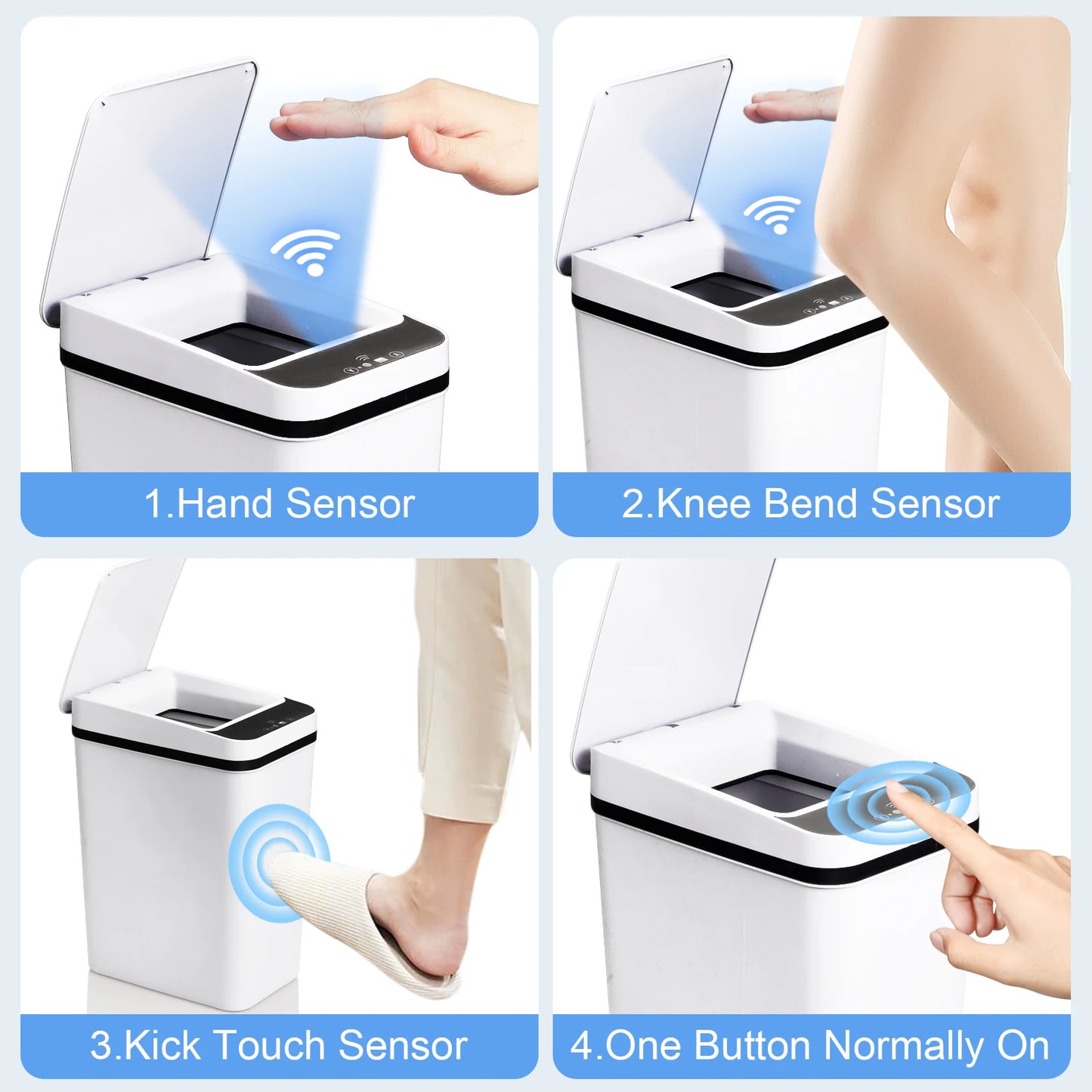 Two Pack Touchless Motion Sensor Trash Cans With Lid