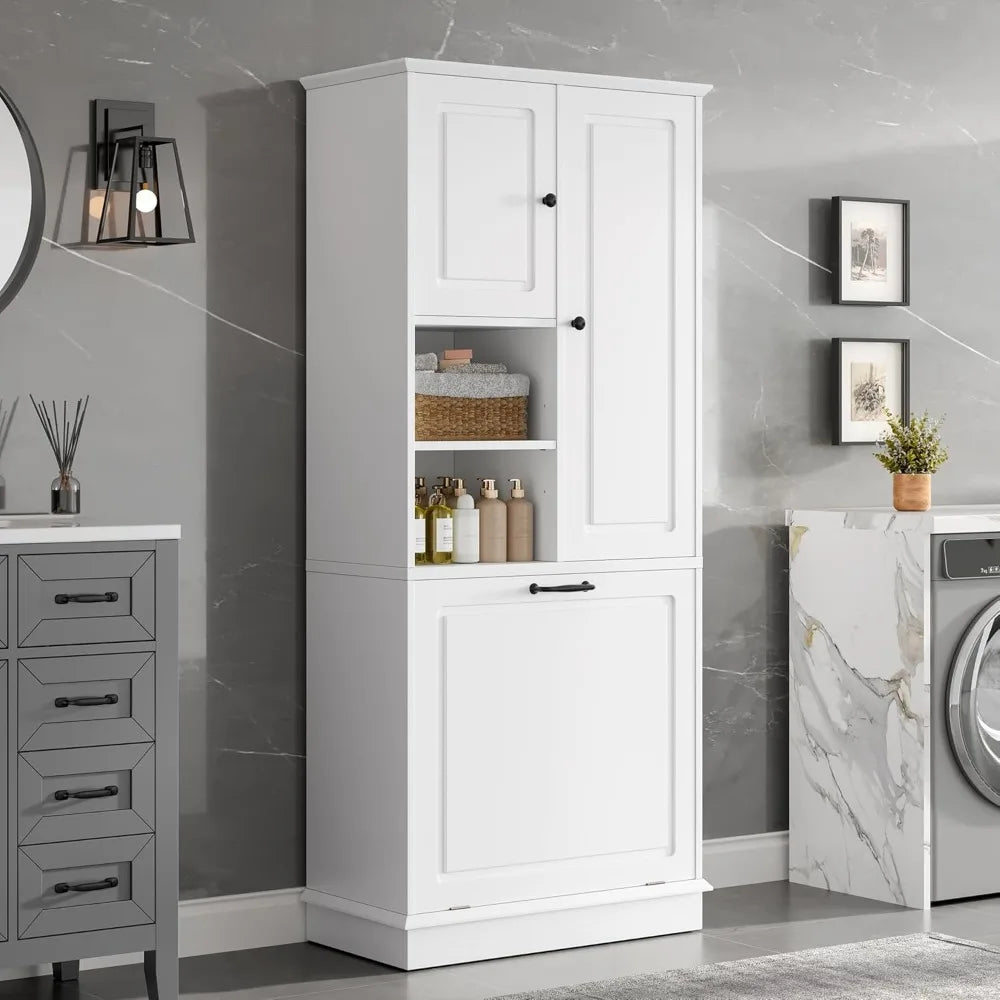 Tilt Out Laundry Hamper Cabinet With Adjustable Shelf