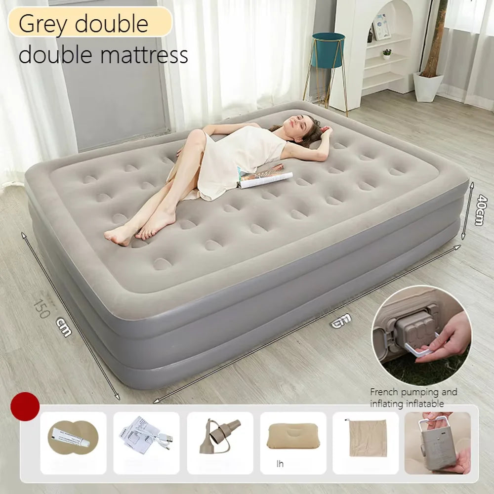 Camping Air Bed With Backrest For Two Adults Indoor Outdoor