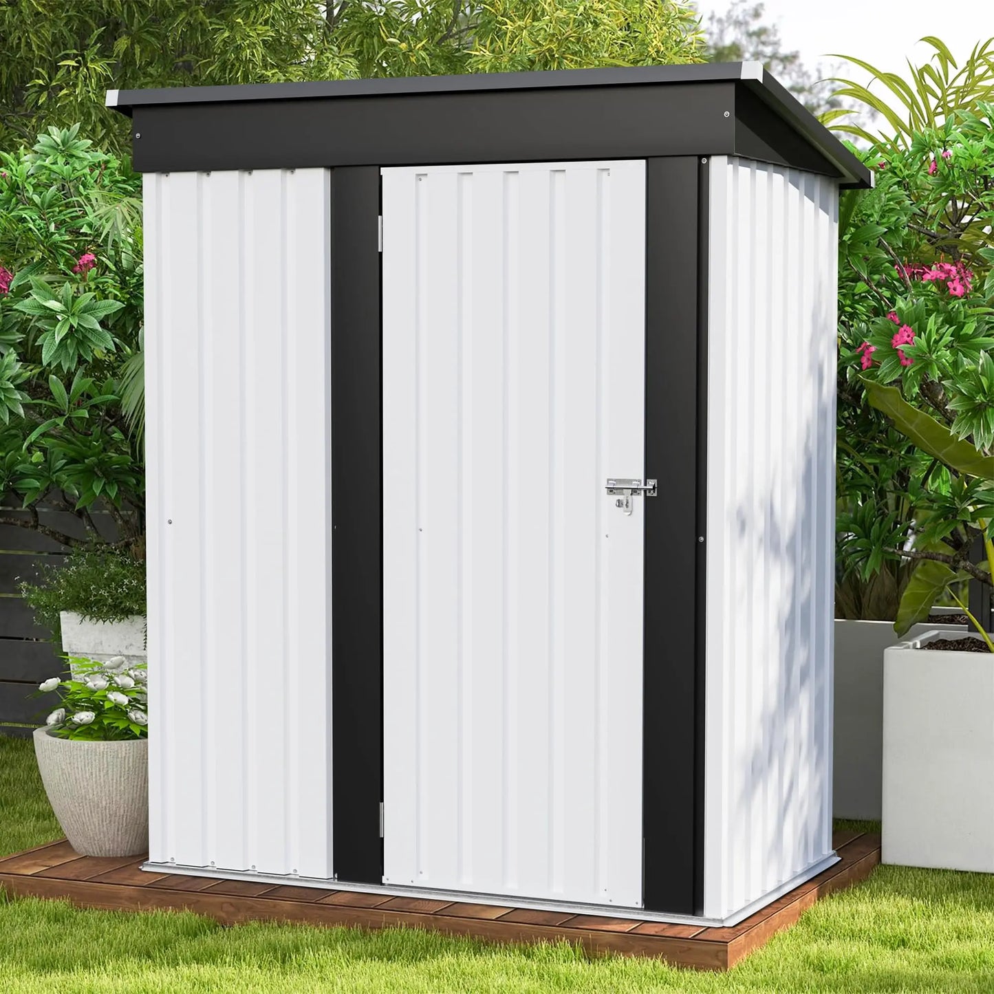Patiowell Outdoor Steel Storage Shed With Lockable Doors
