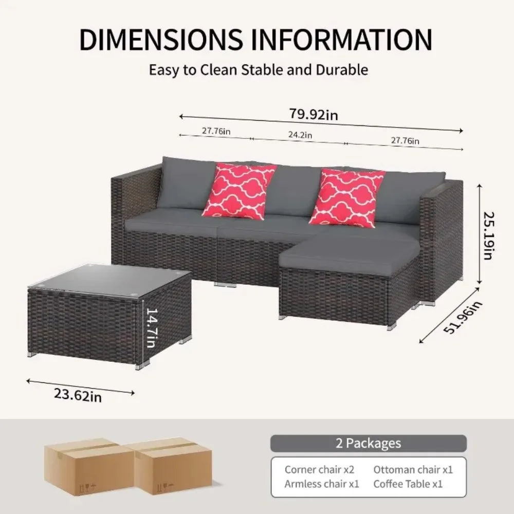 All Weather Outdoor Wicker Garden Furniture Set With Sofa And Table