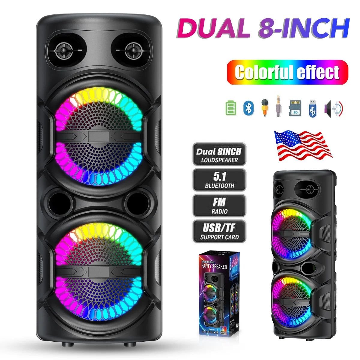 CURUK 3000W Portable Bluetooth Speaker Subwoofer Bass System