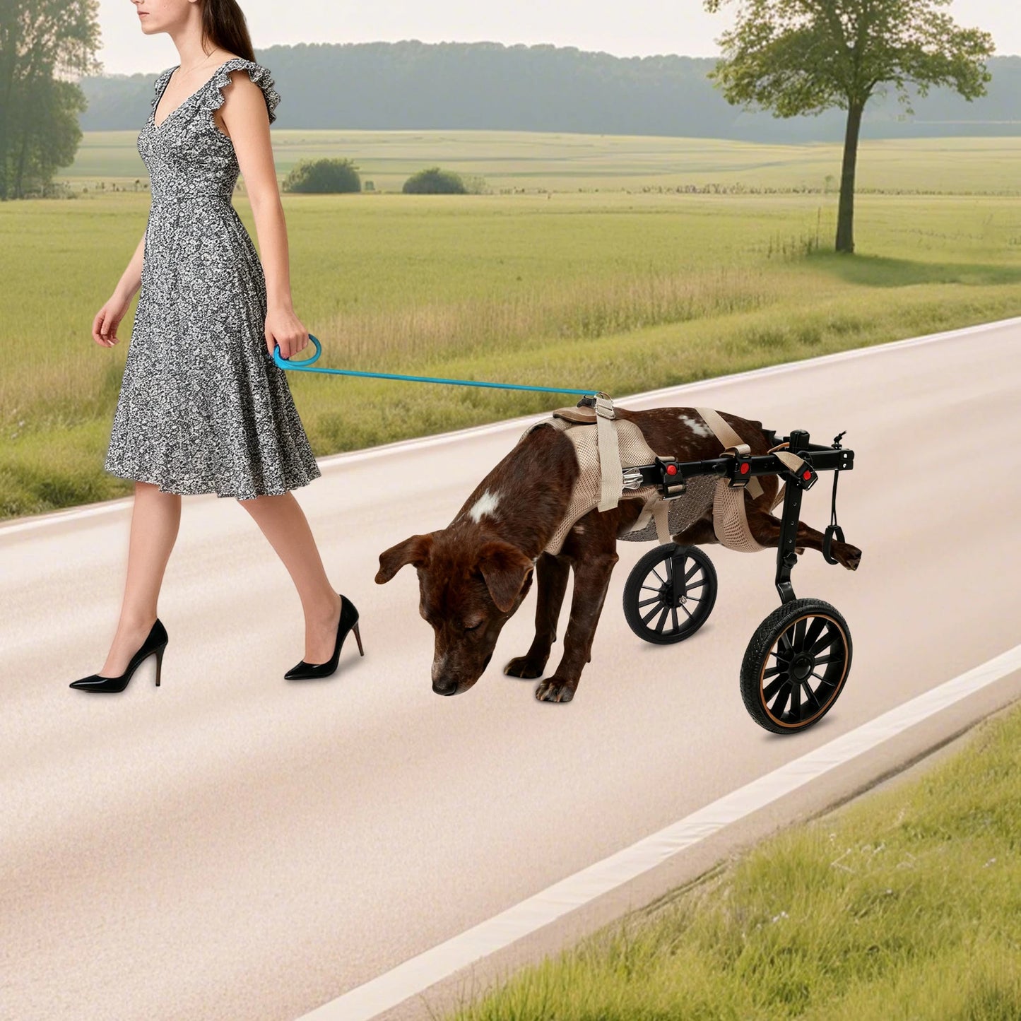 Bymaocar Pet Rehabilitation Walking Aid 2-Wheel Dog Wheelchair