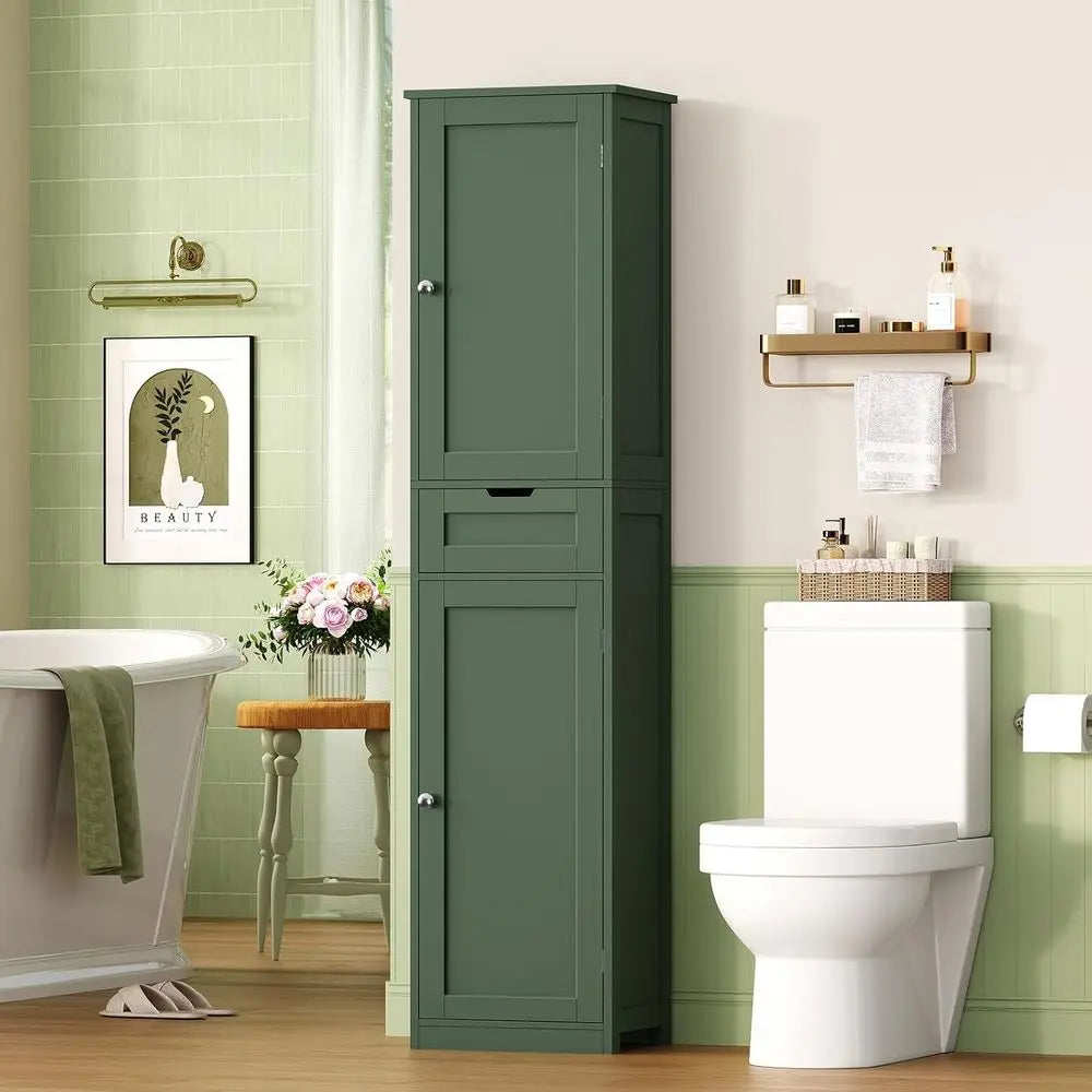 Bathroom Storage Cabinet 2 Doors 1 Drawer Adjustable Shelves