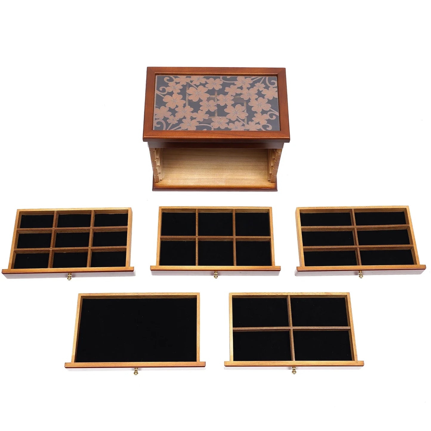 Wooden Vintage Jewellery Storage Box And Display Case
