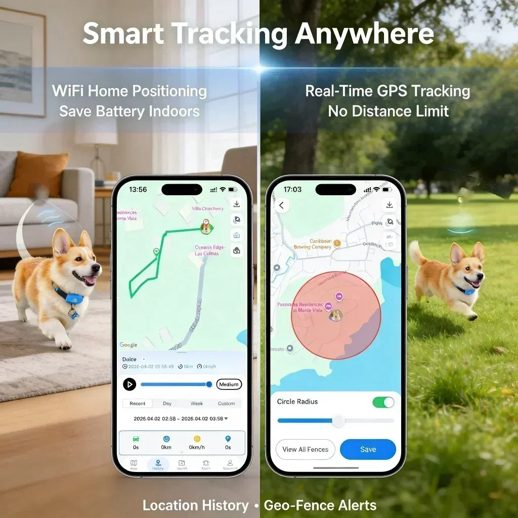 WANWAYTECH GPS Pet Tracker 4G Real-Time Tracking Waterproof IP67