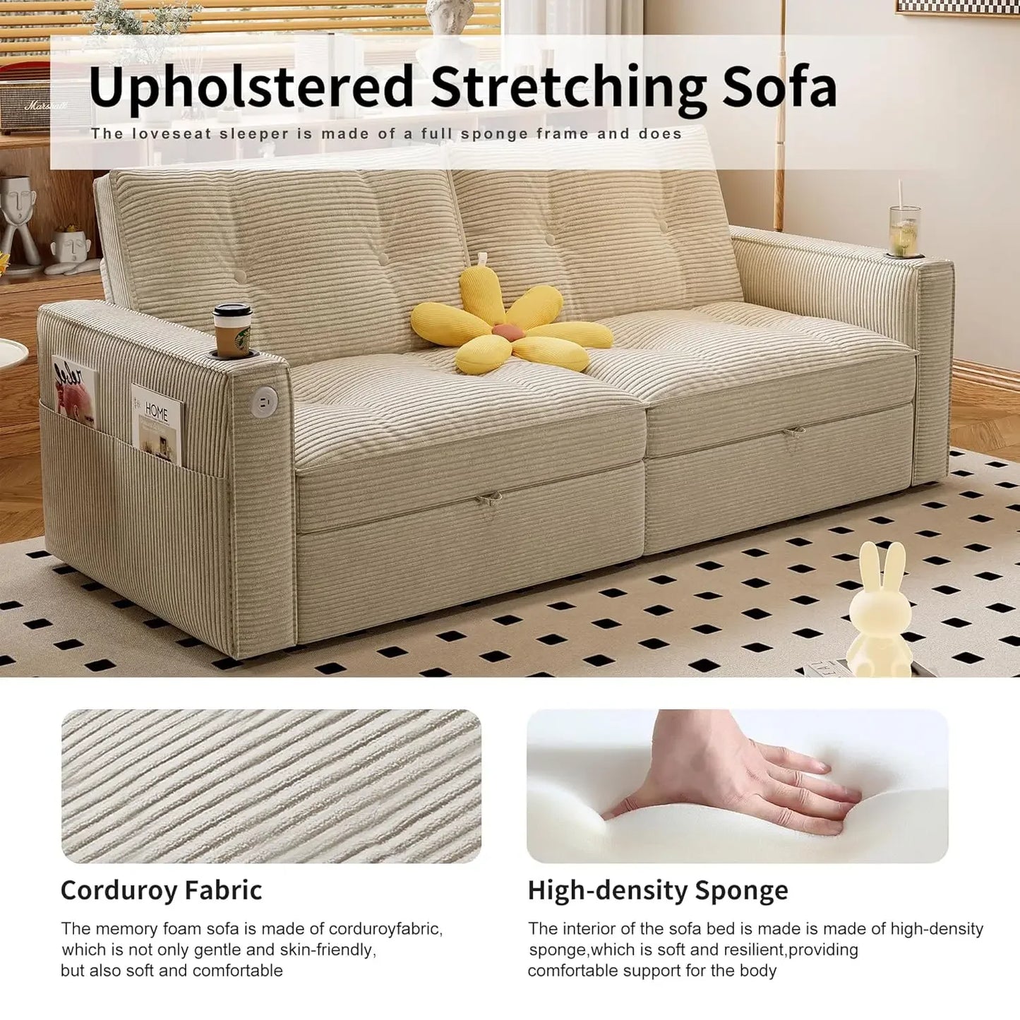 GUANGBAI Modern Sofa Bed Loveseat Sleeper With USB Pockets