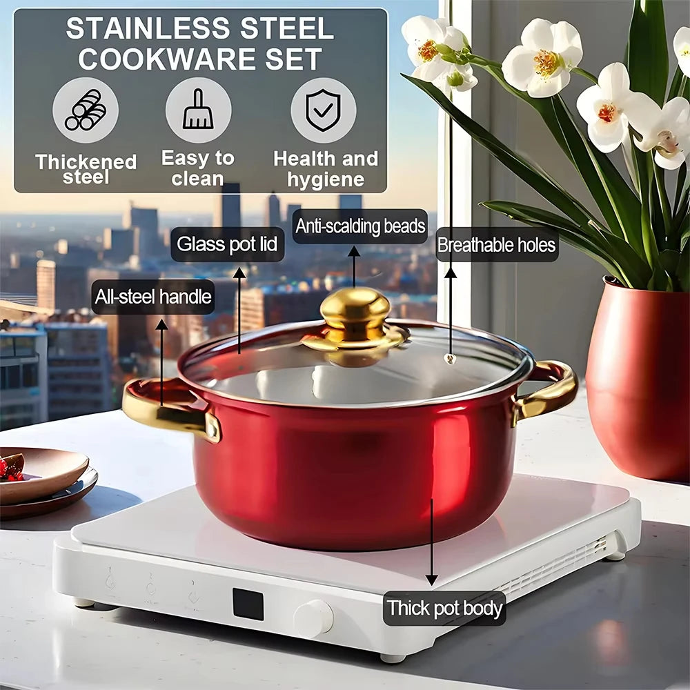 Stainless Steel Cookware Set 12 Piece Nonstick Pots With Handles