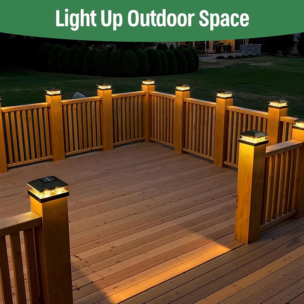 Solar Post Cap Lights 6 Pack Outdoor Waterproof LED