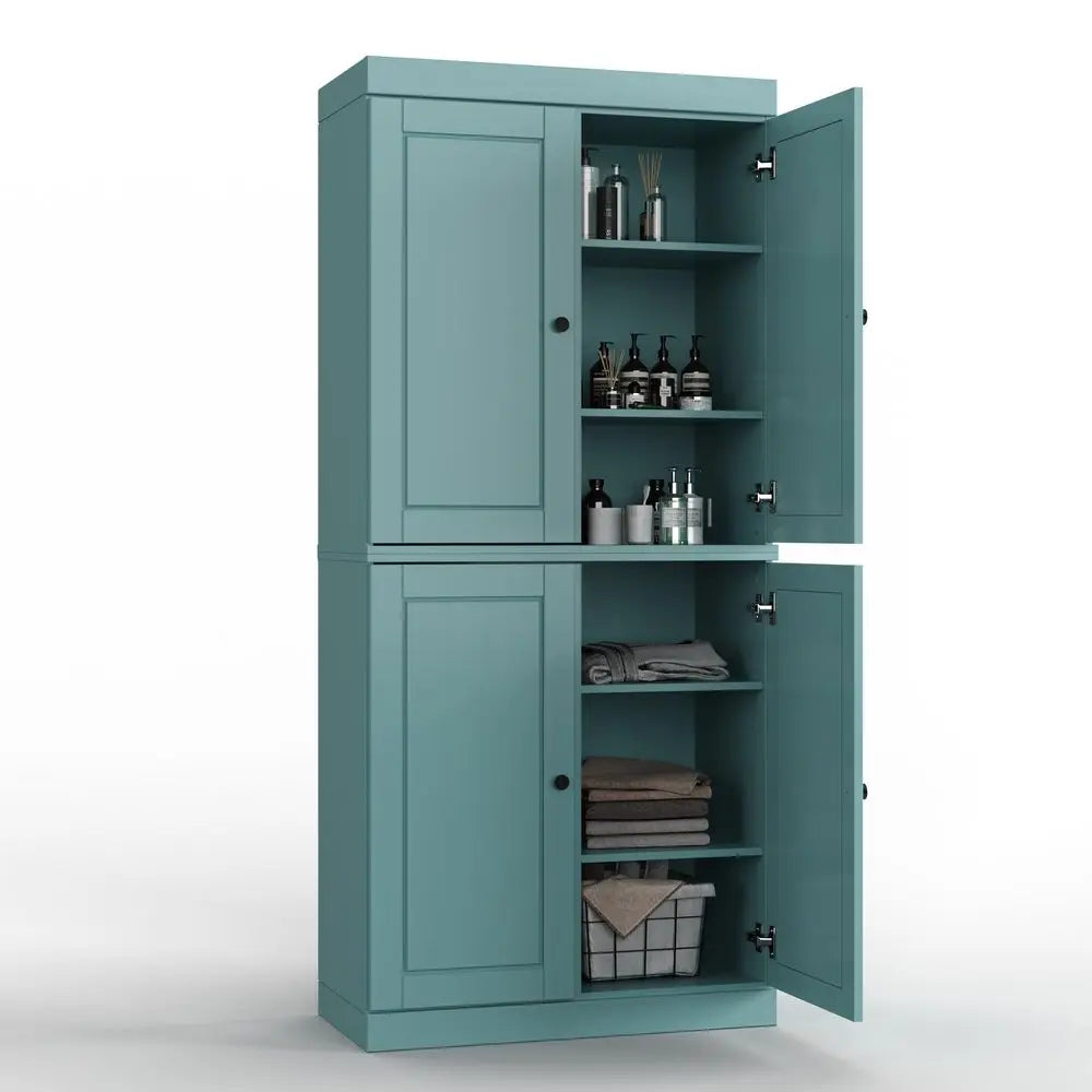 Natural Elegance Solid Wood Bathroom Pantry Cabinet With Four Doors
