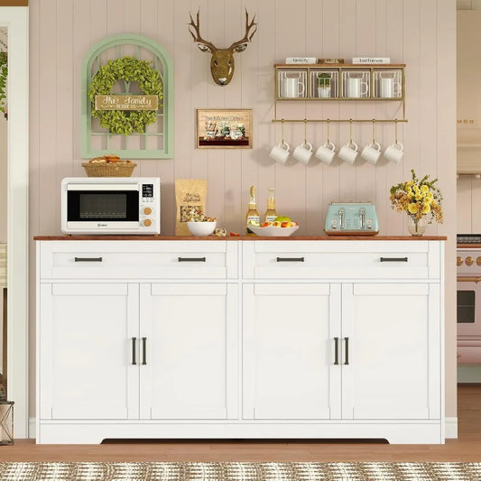 Buffet Cabinet With Storage Drawers And Adjustable Shelves