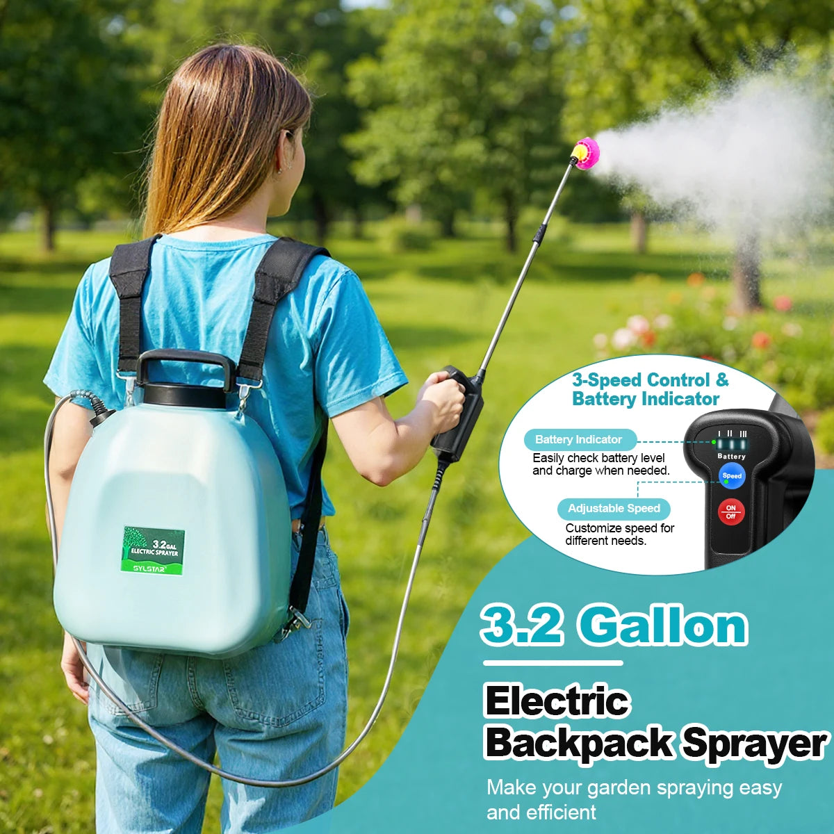Battery Backpack Sprayer USB Rechargeable Garden Sprayer With Five Nozzles