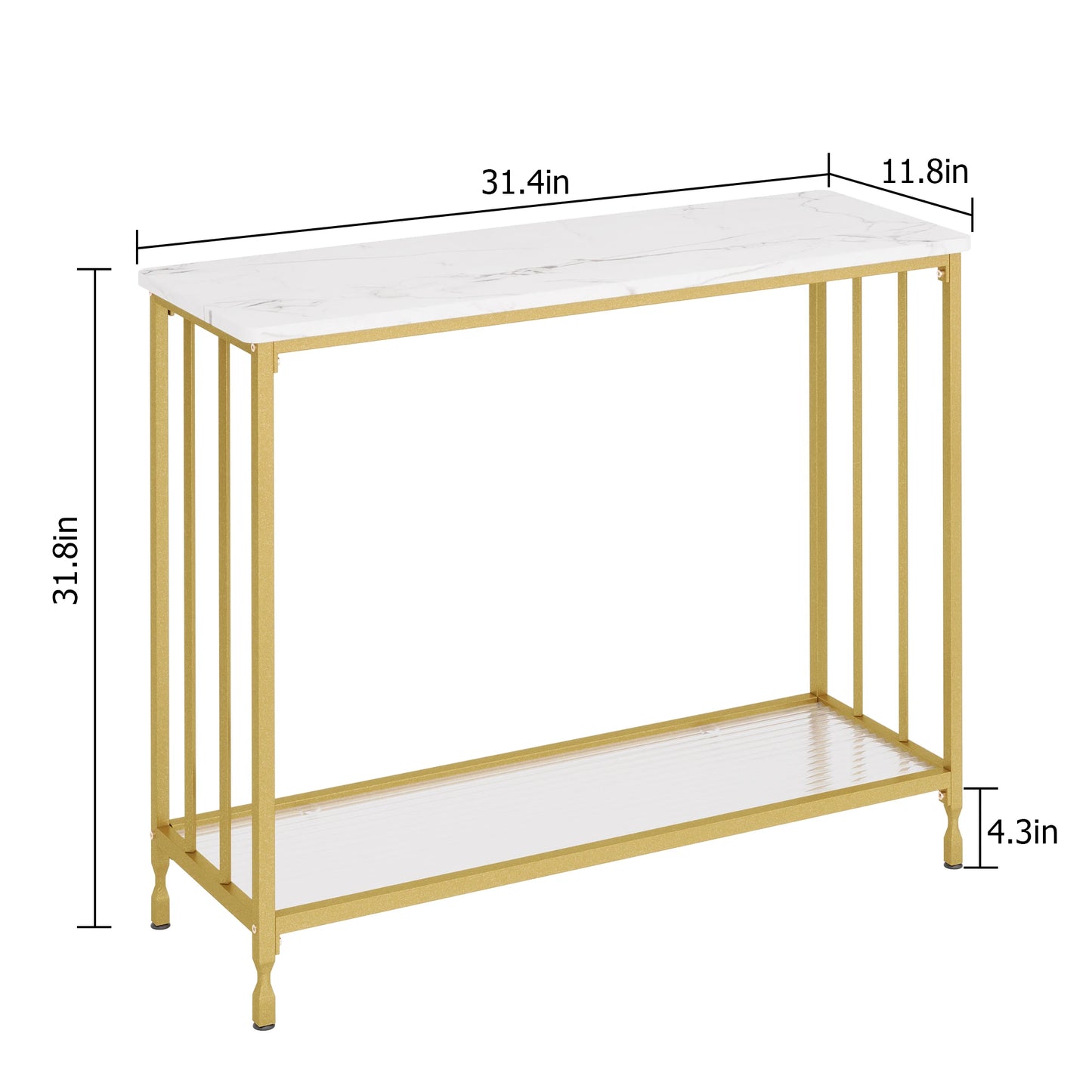 HobbyLane Console Table With Glass Shelf Entryway Metal Frame