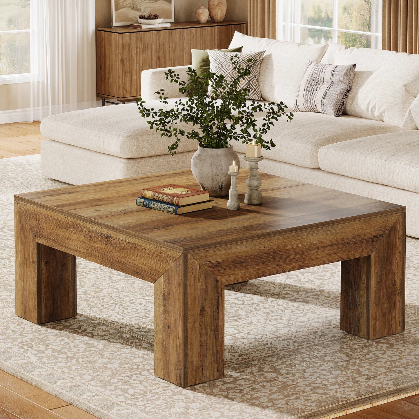 Tribesigns Coffee Table For Living Room With Sturdy Wooden Legs