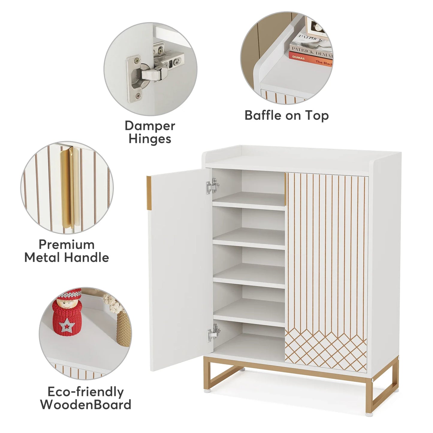 Tribesigns 5-Tier Wood Shoe Cabinet With Doors For Home