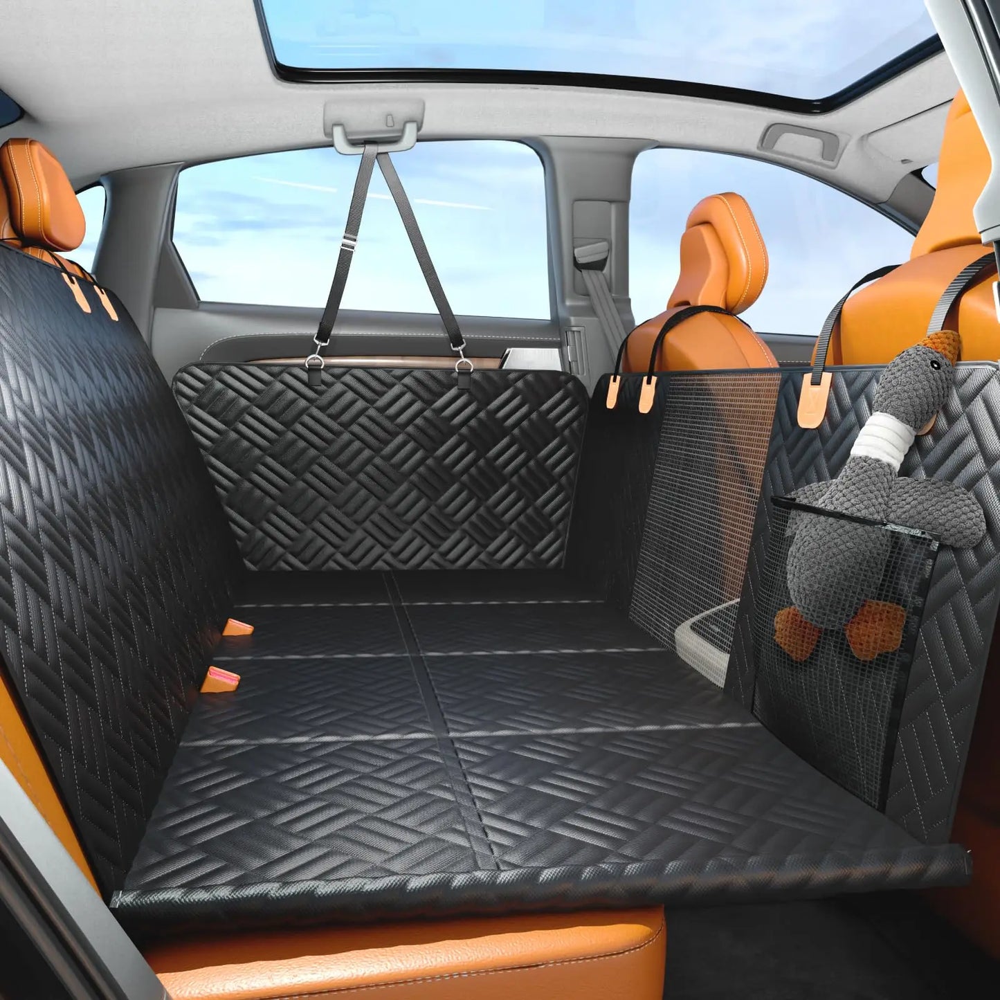 Car Rear Seat Cover For Dogs With Hard Bottom Extender
