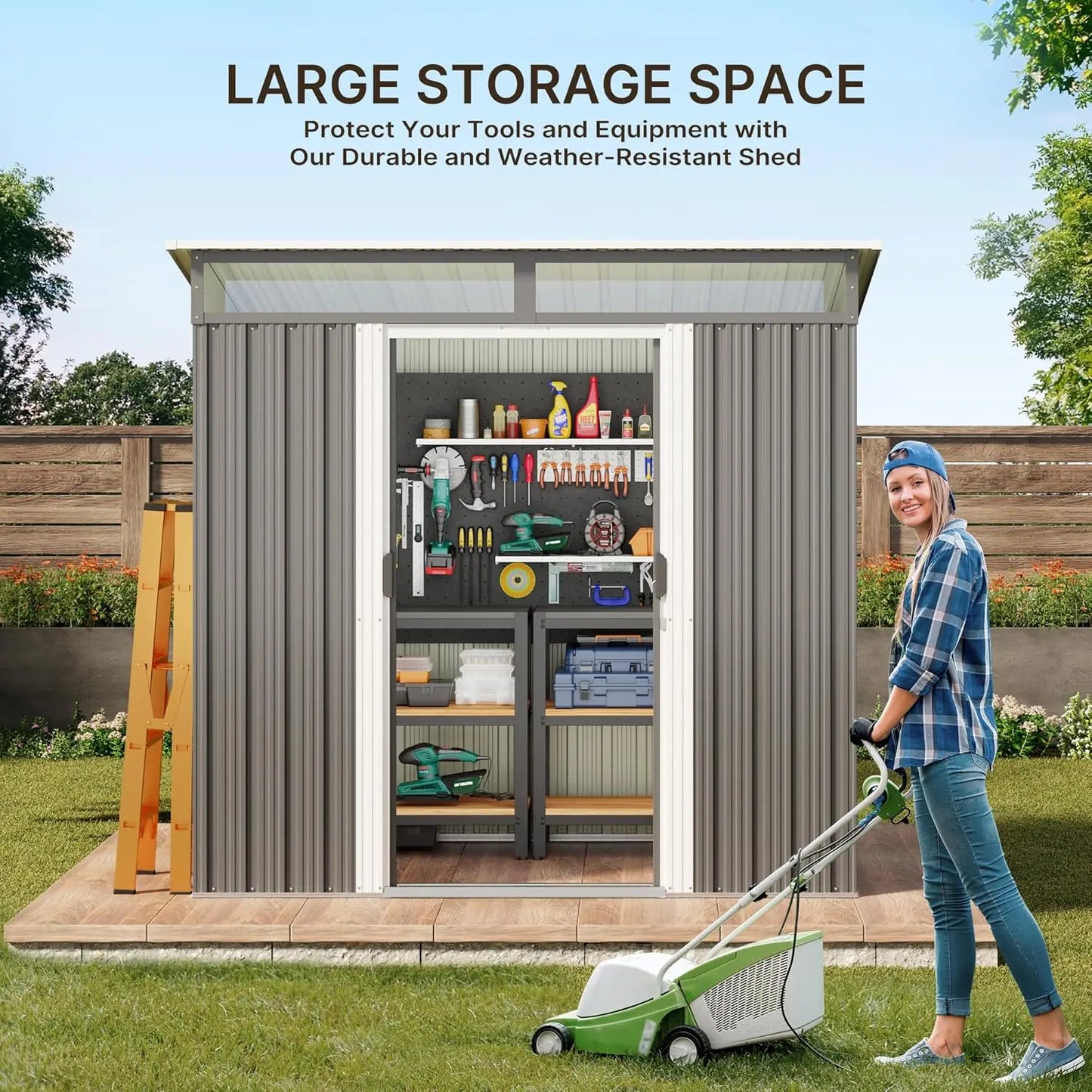 Metal Garden Storage Shed With Sliding Lockable Doors