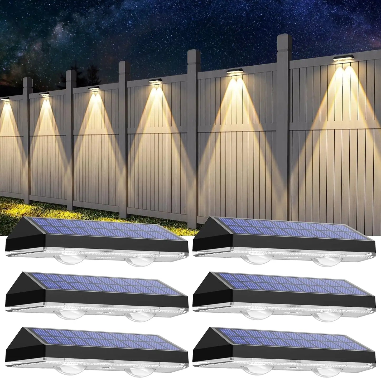 SZRSTH Solar Fence Lights Outdoor 6 Pack IP65 Waterproof