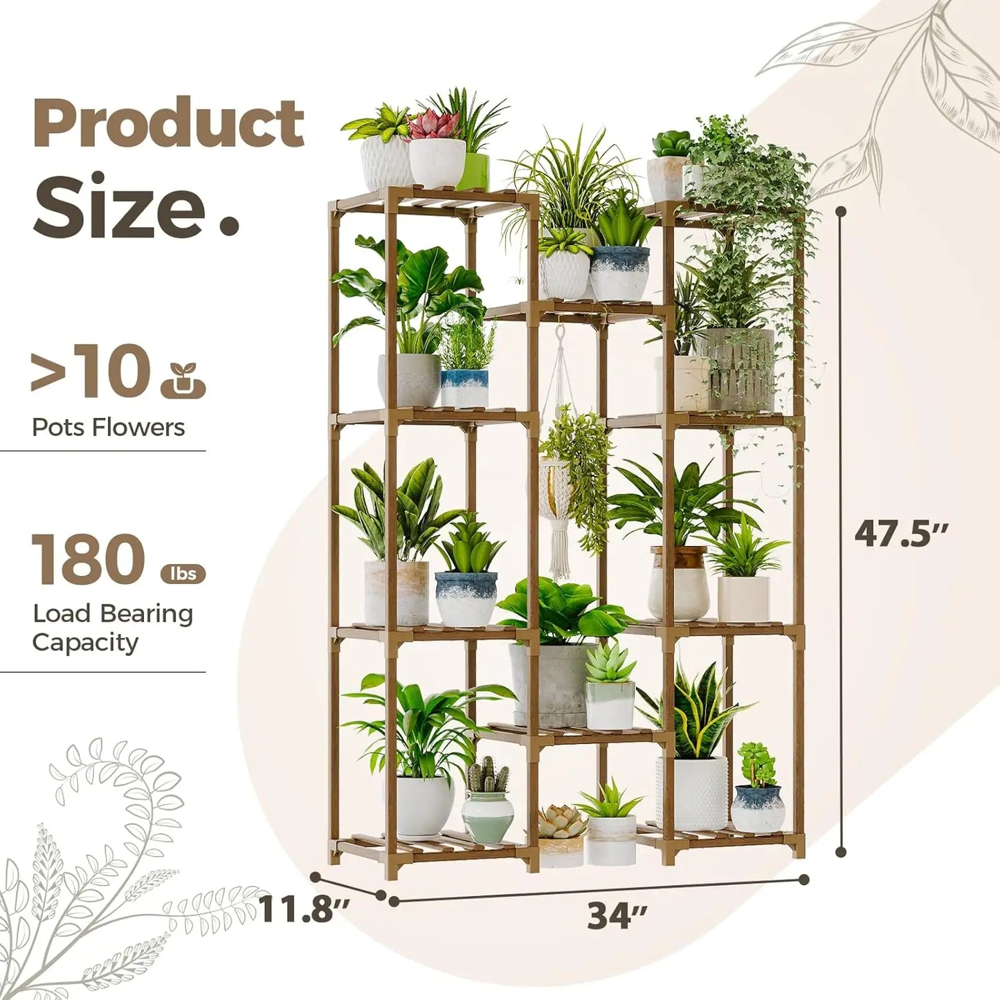 Large Wooden Plant Stand Multi Tier For Indoor And Outdoor Decor Easy Assembly