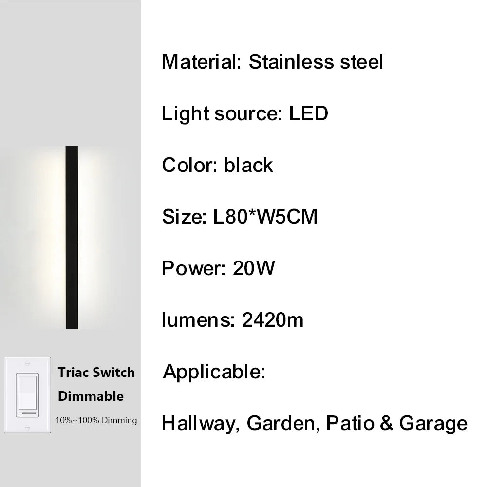 IISINUO Outdoor Porch Wall Light Smart Dimmable IP67 Stainless Steel