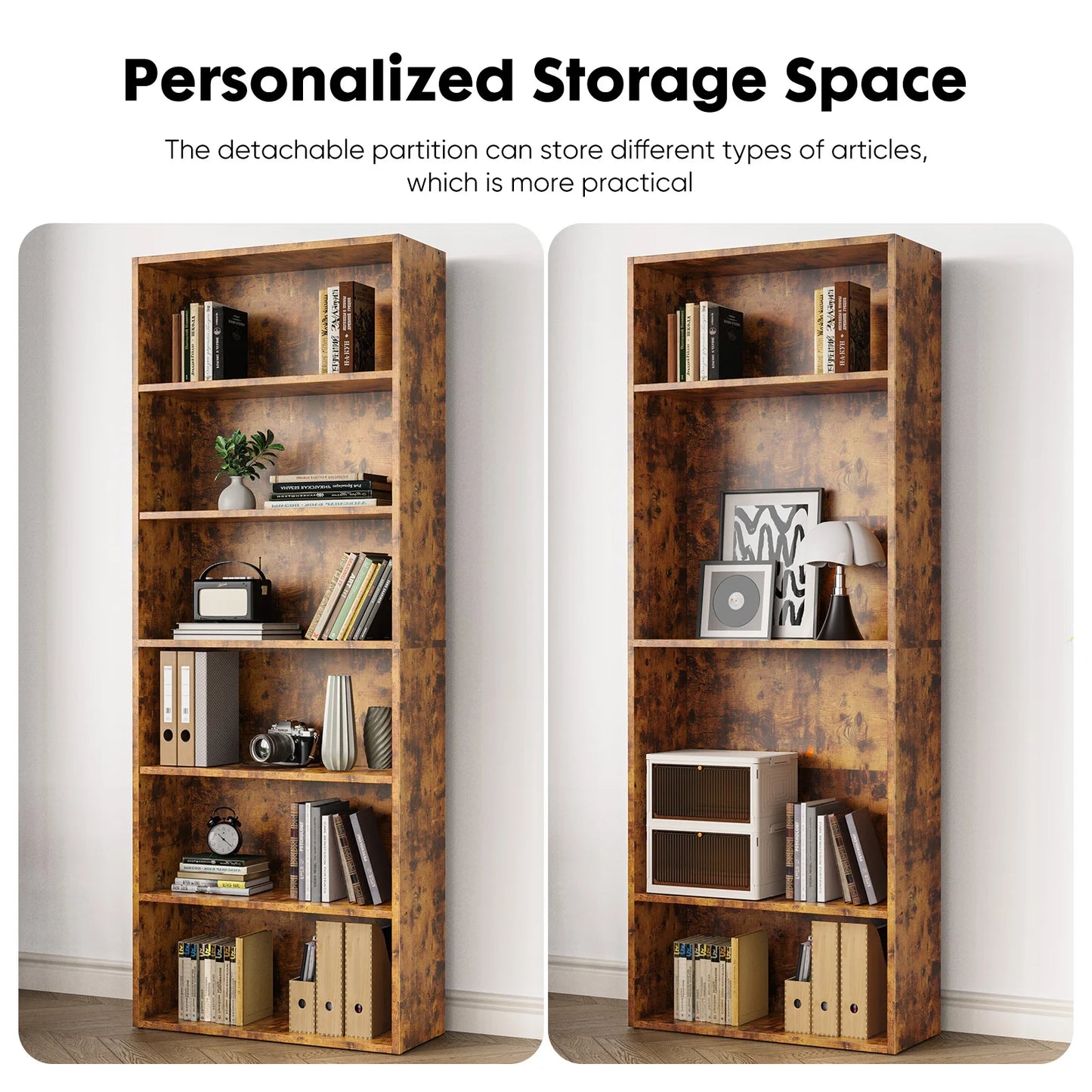 JHK 6 Tier Wooden Bookshelf