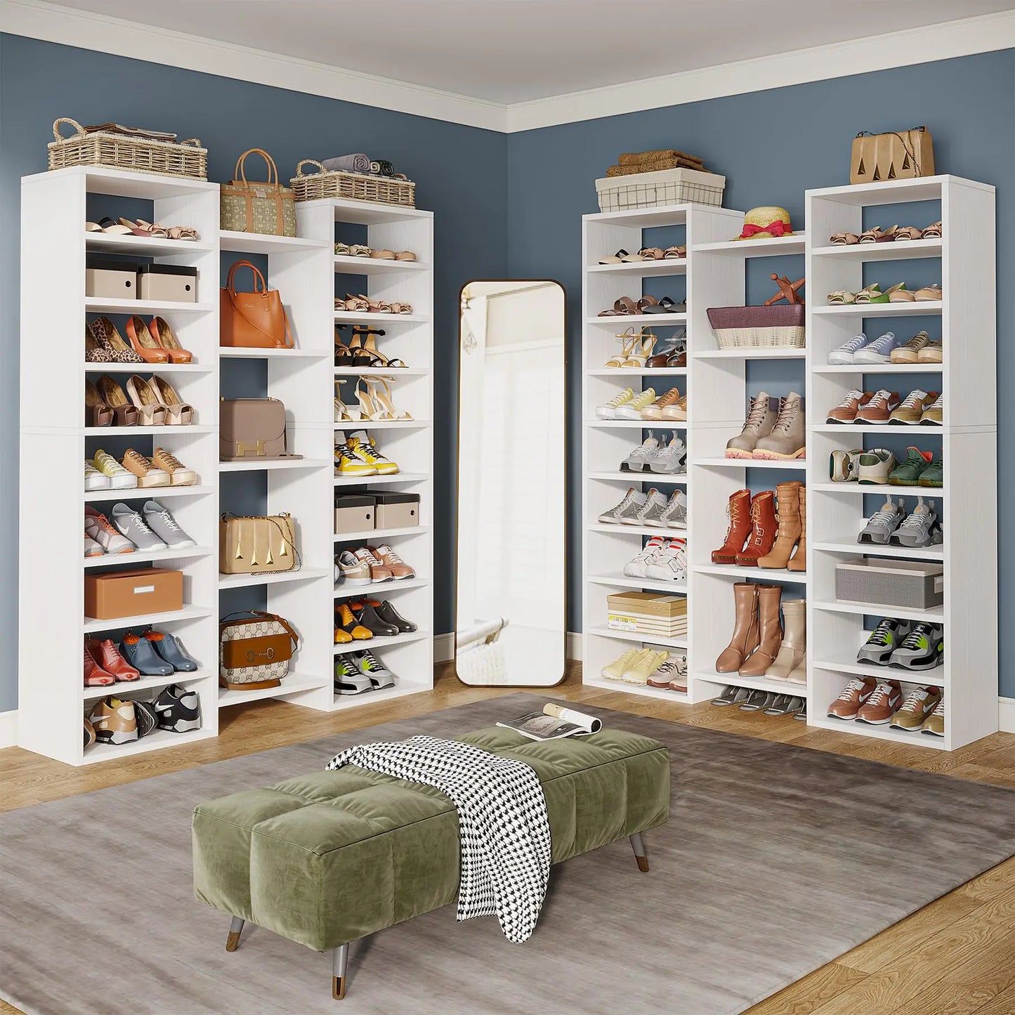 14-Tier Freestanding Shoe Rack Shelving Unit With 22 Open Cubbies