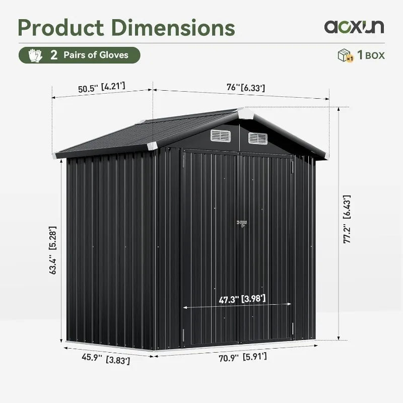 Outdoor Metal Storage Shed With Galvanized Base Weatherproof And Durable