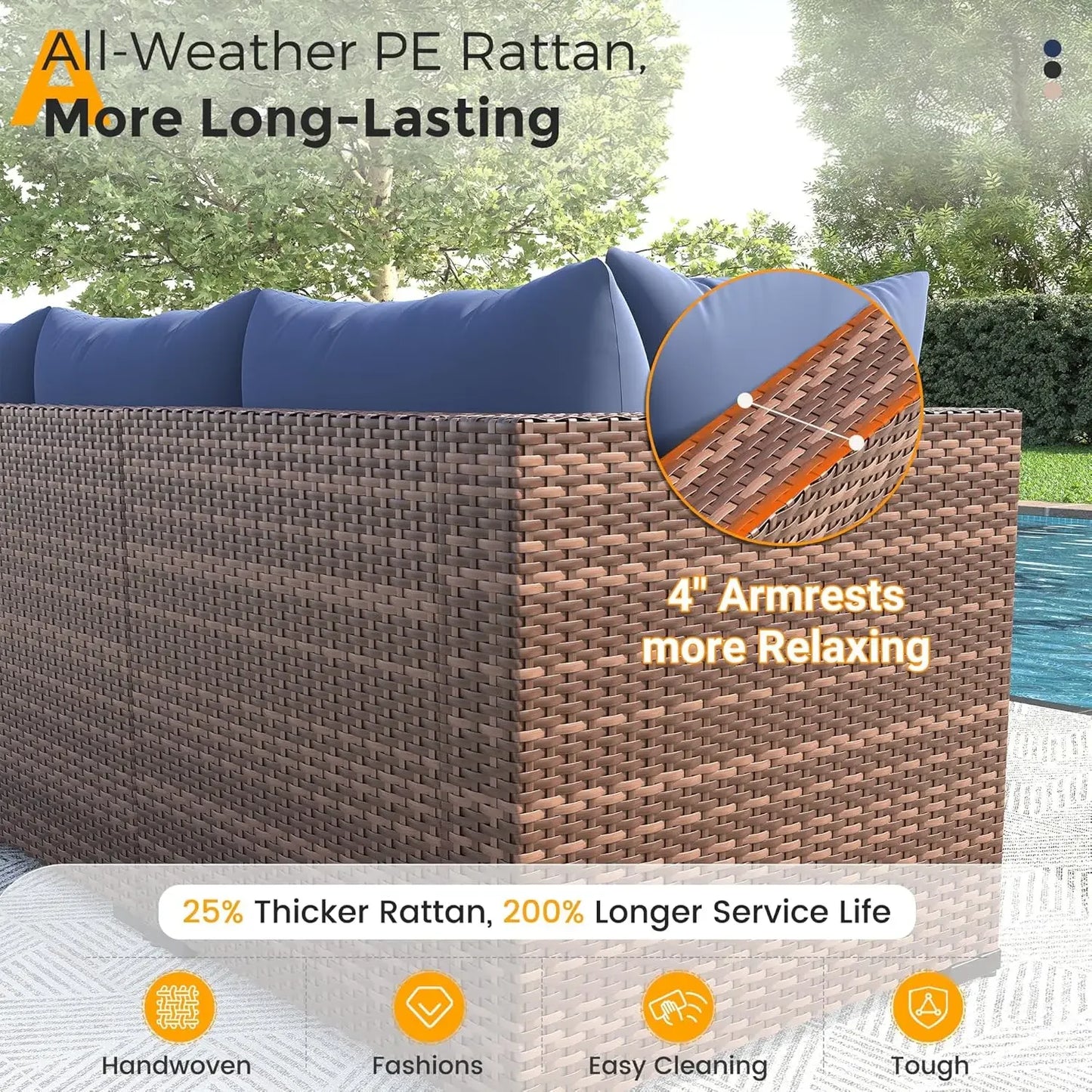 Outdoor 8-Piece Fire Pit Patio Set With All-Weather Wicker
