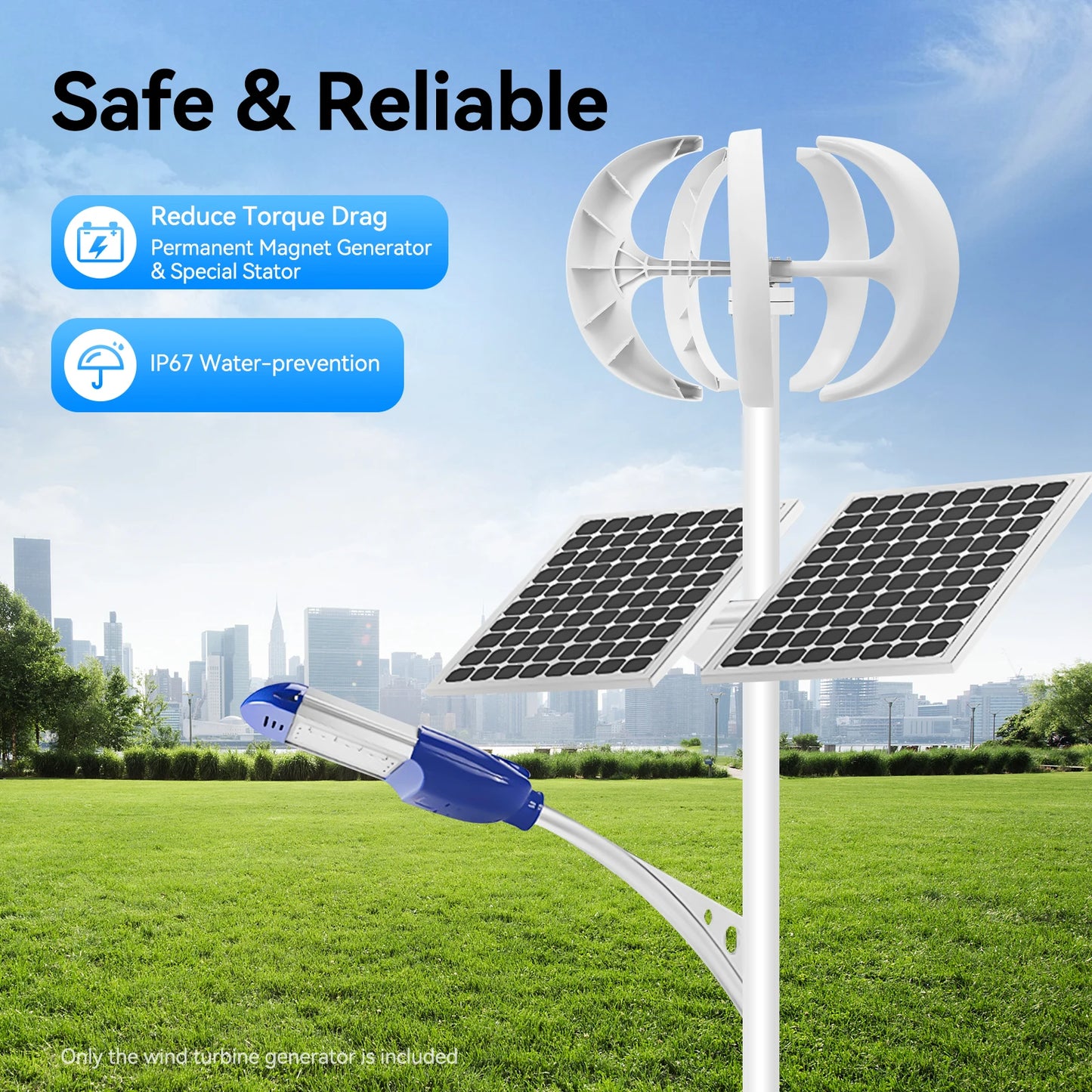 600W 24V Vertical Axis Wind Turbine Generator for Off Grid