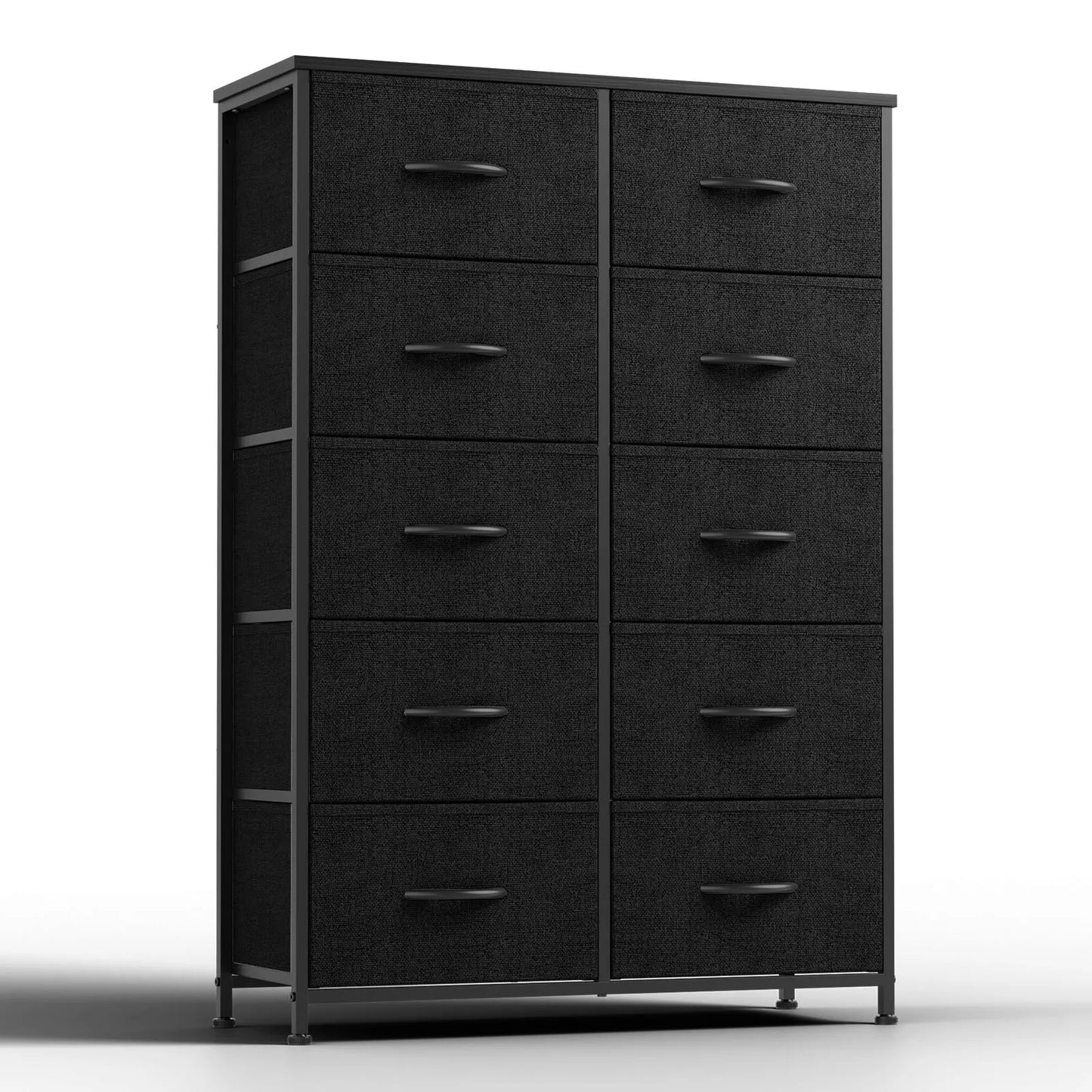 JHK Bedside Table With 10 Fabric Drawers And Metal Frame