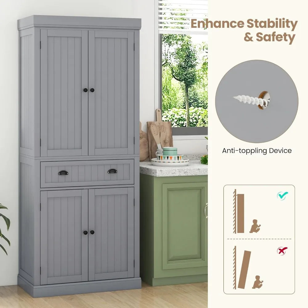 RBXC Pantry Cabinet With Adjustable Shelves And Drawer