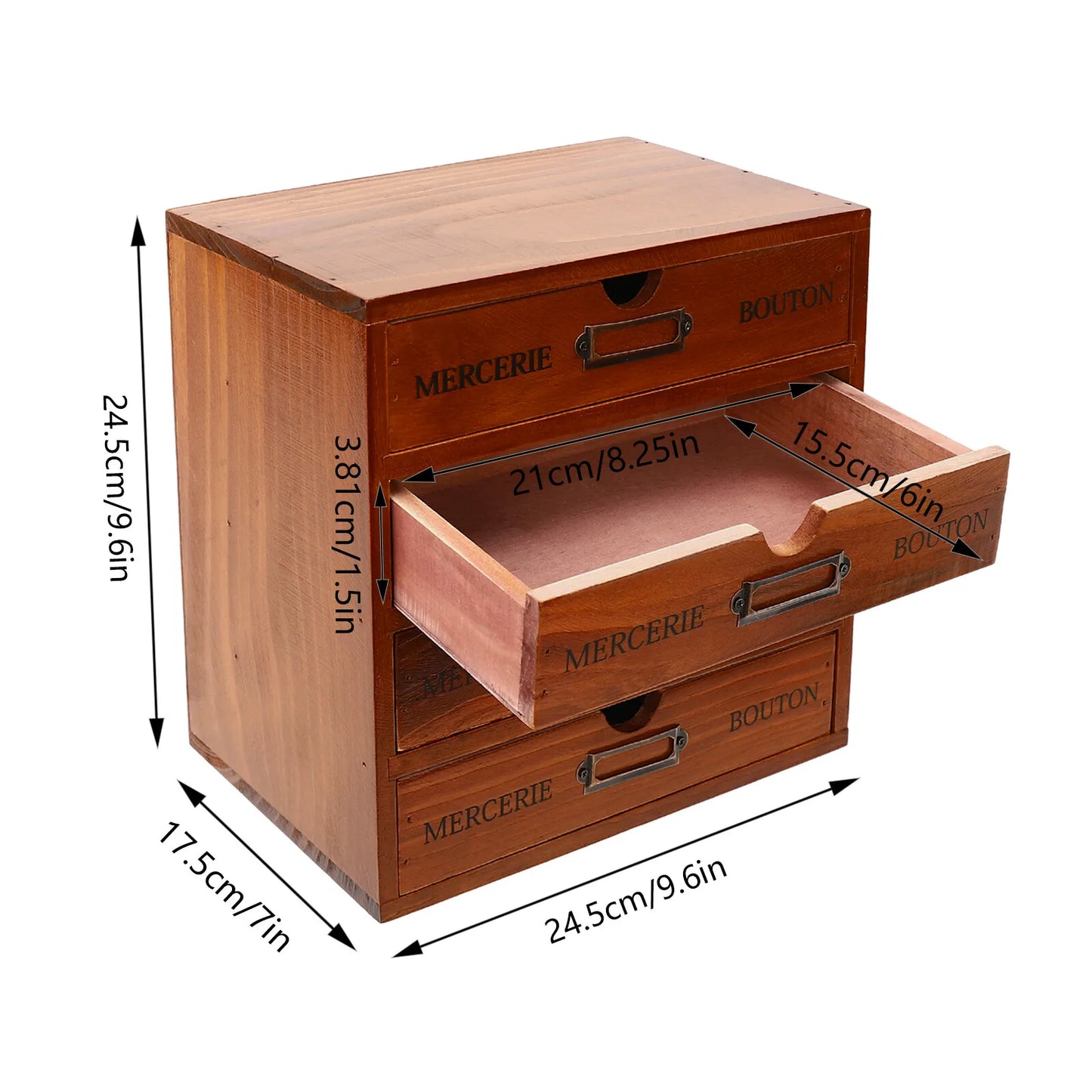 Four-Tier Wooden Desktop Organizer With Sixteen Drawers