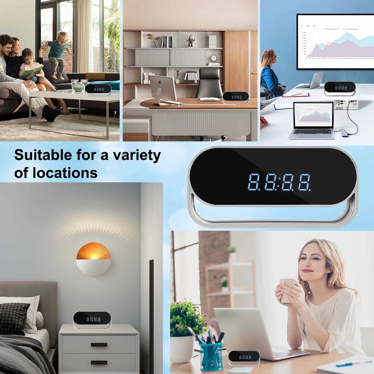Ouvis 4K Camera Clock Surveillance WiFi Night Vision Motion Detection