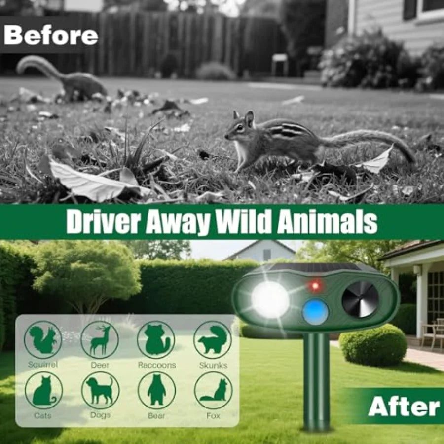 Outdoor Solar Ultrasonic Motion Activated Deer And Raccoon Repellent IP65