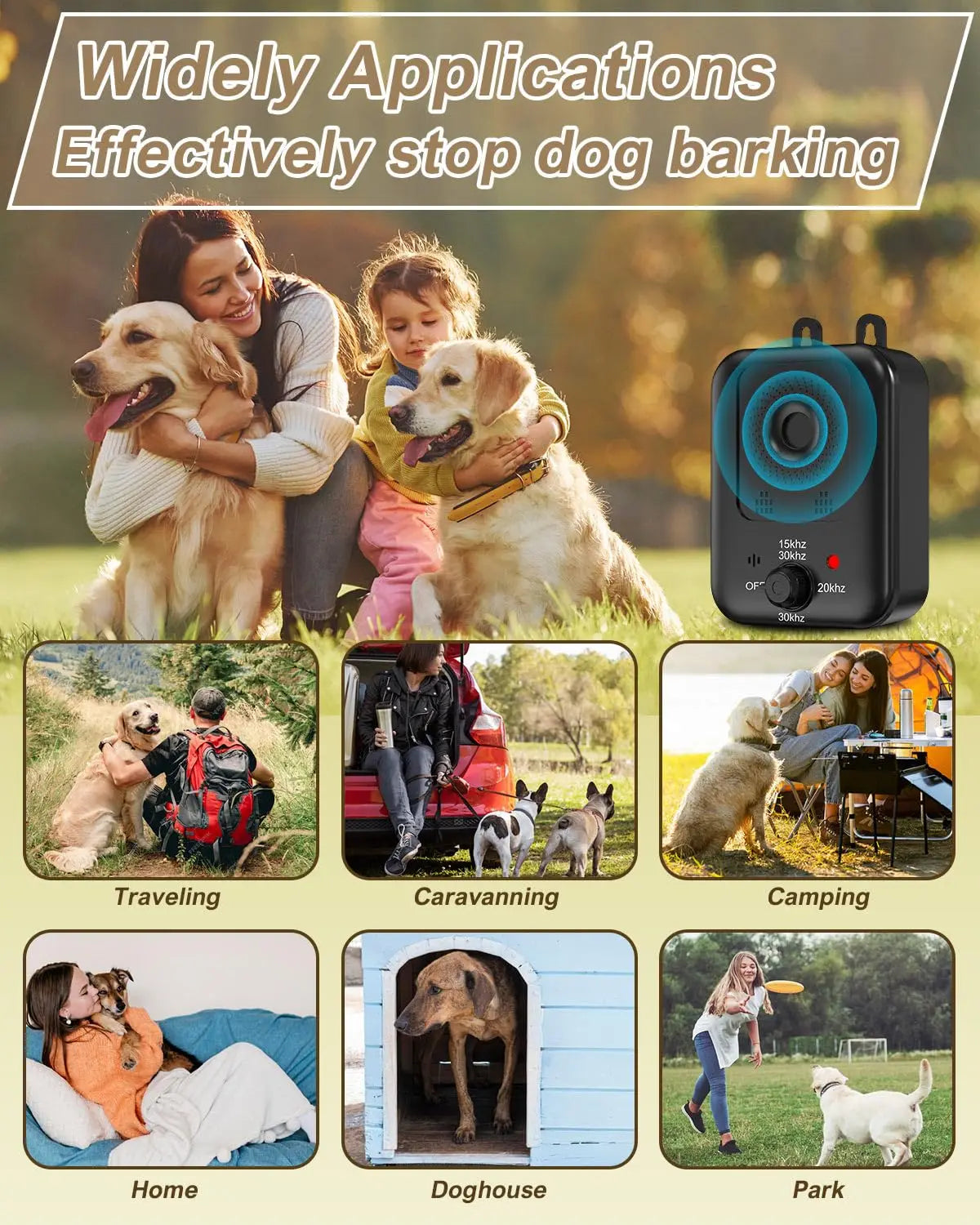 PetEdu Automatic Dog Bark Deterrent Ultrasonic Device Indoor Outdoor
