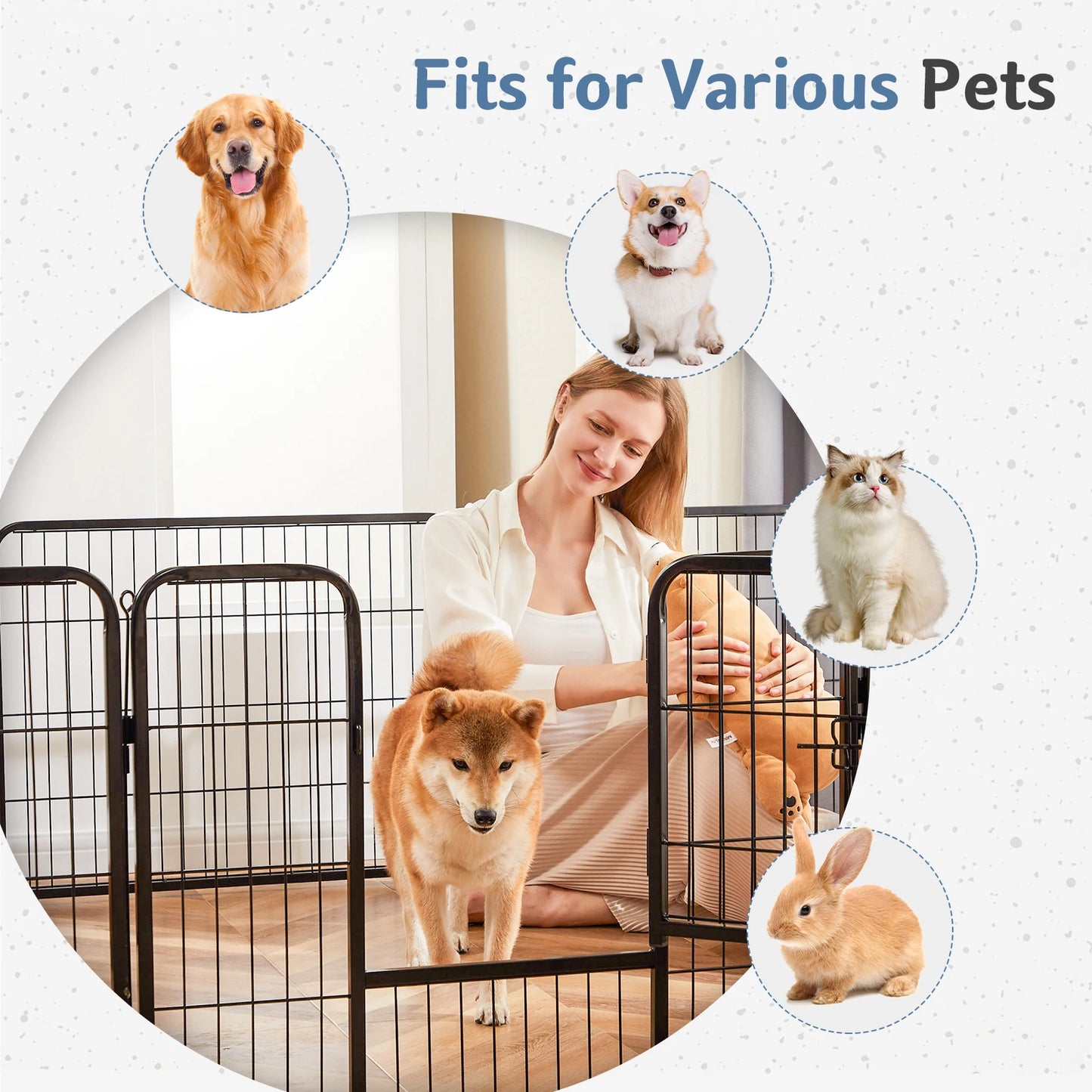 JHK Eight Panel Foldable Dog Pen For Indoor Outdoor Use