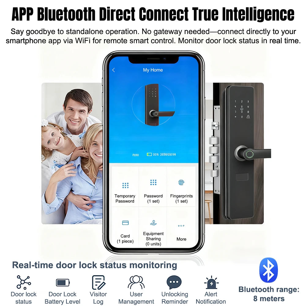 TTLock Smart Door Lock With App Biometric RFID Card