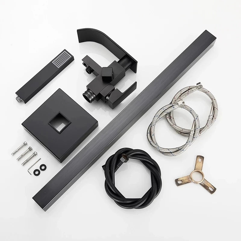 SHBSHAIMY Chrome Floor Mounted Bathtub Faucet With Handshower Two Function