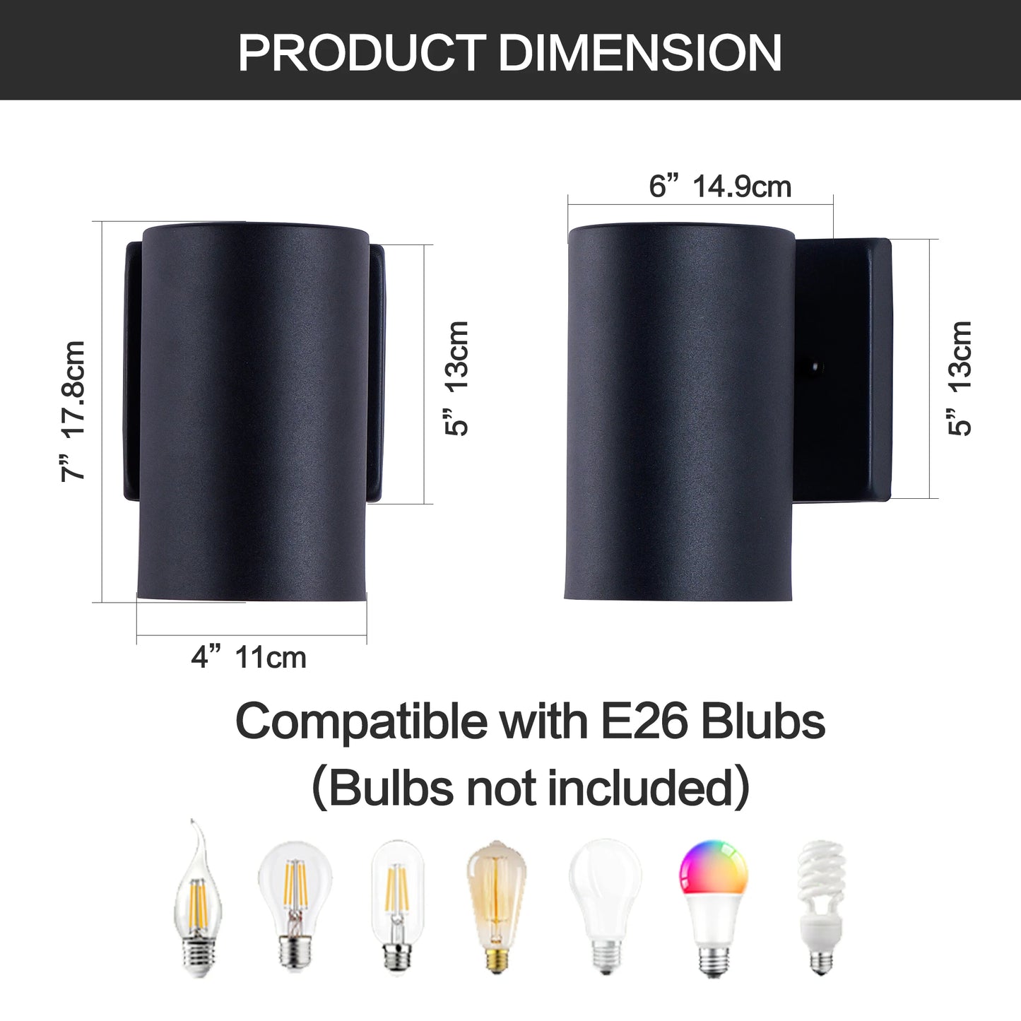 ARLGSITE IP65 Outdoor Wall Light 2 Pack E26 Aluminum Sconce