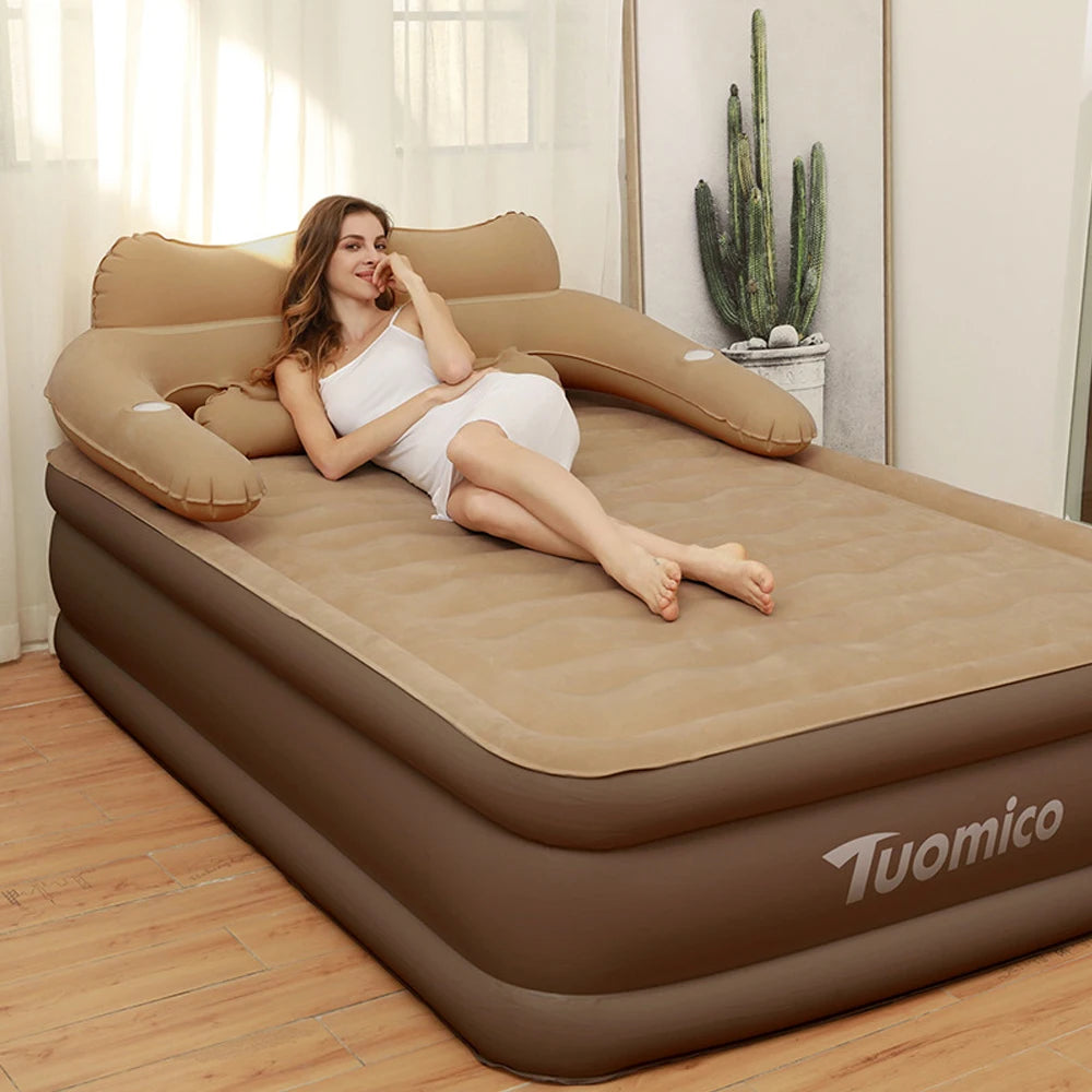 Camping Air Bed With Backrest For Two Adults Indoor Outdoor