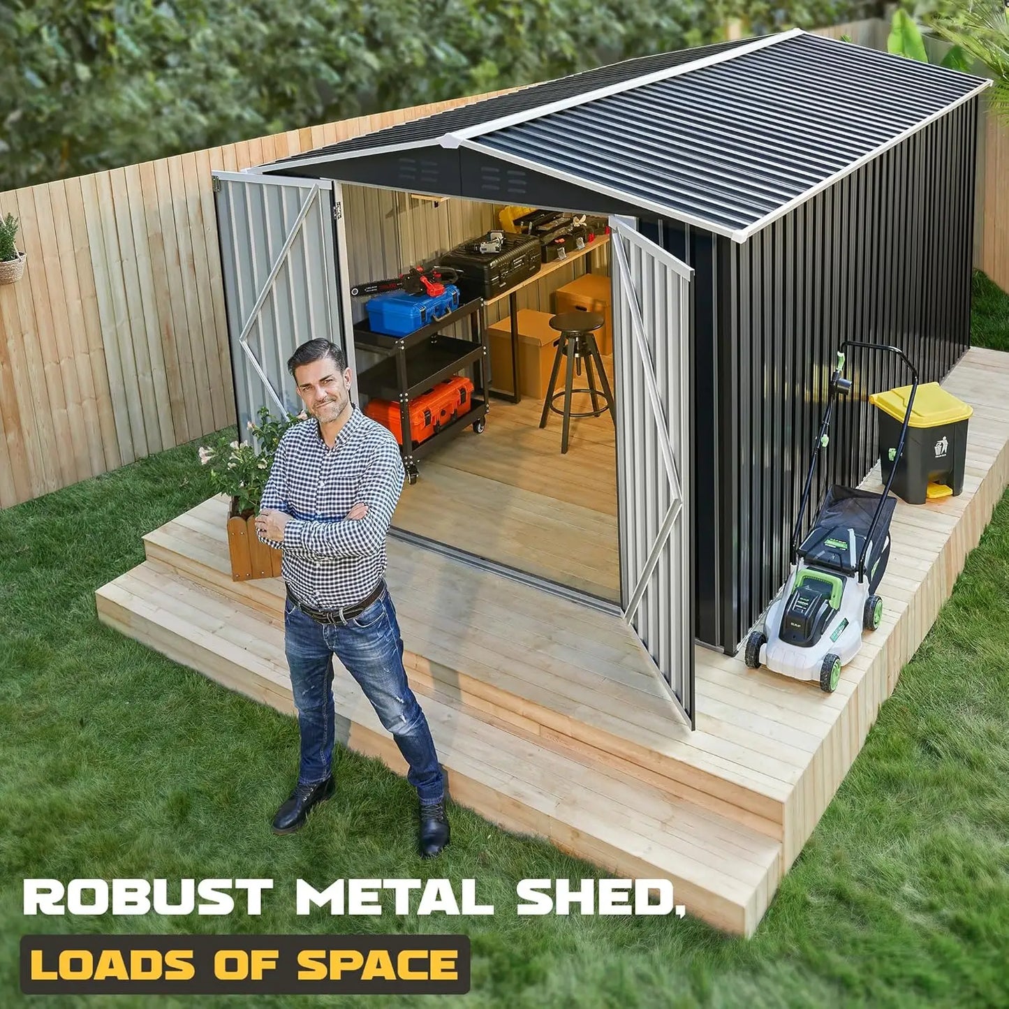 Outdoor Metal Storage Shed With Reinforced Frame And Waterproof Design